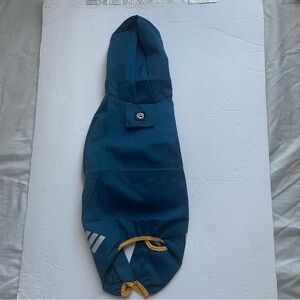NWOT Blue Hooded Dog Raincoat with Reflective Stripes for Small Dogs